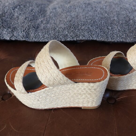 Elizabeth and James "Boca" tall platform wedge sandals/shoes size 6B raffia/jute - Picture 3 of 16